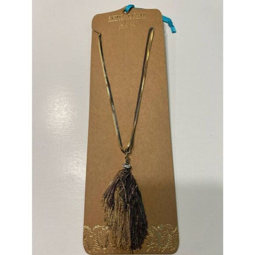ShiraLeah Jewelry Gold Black Tassel Pendant Necklace‎ Fashion Accessories